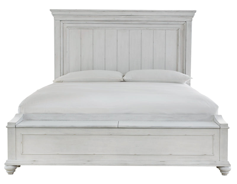 Kanwyn Whitewash Queen Panel Bed With Storage Bench