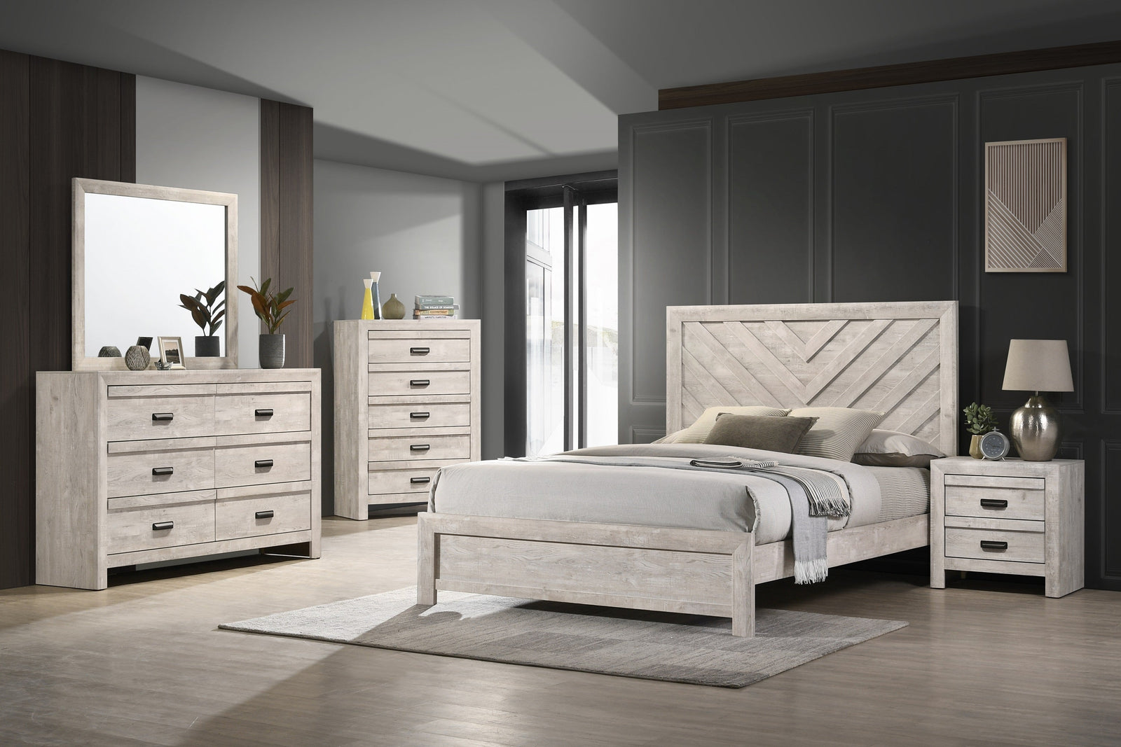 Valor Beige Panel Storage Bedroom Set