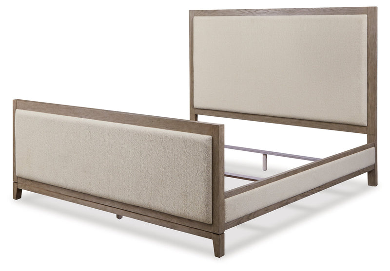 Chrestner Gray Queen Upholstered Panel Bed