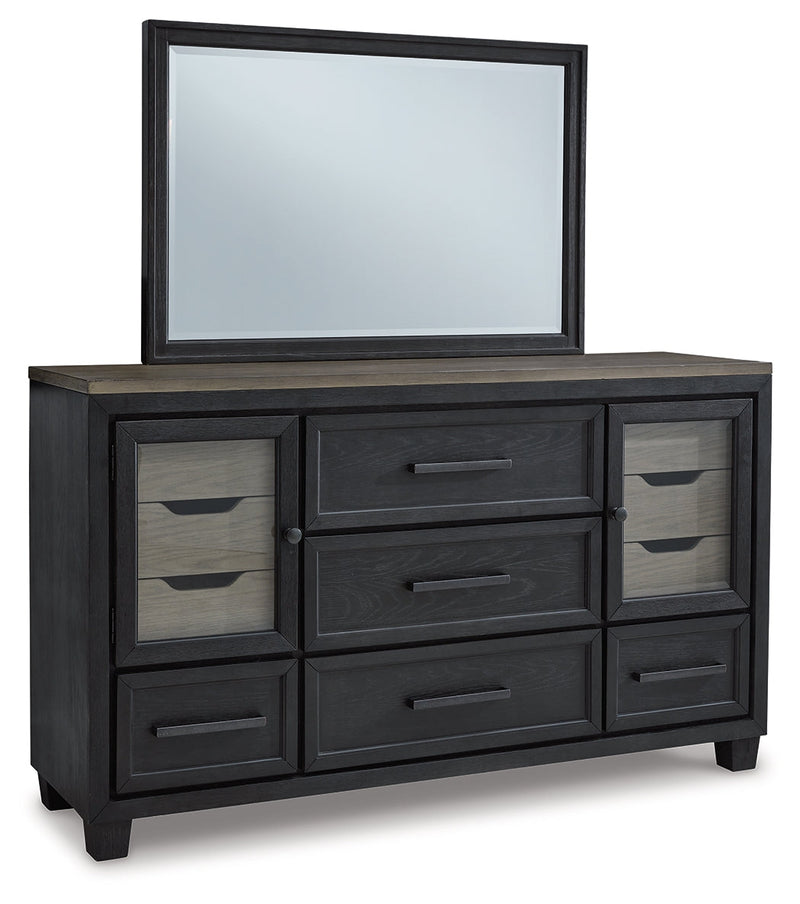 Foyland Black/brown Dresser And Mirror