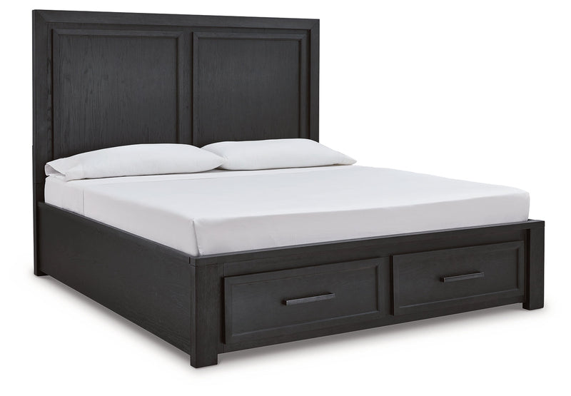 Foyland Black/brown Queen Panel Storage Bed