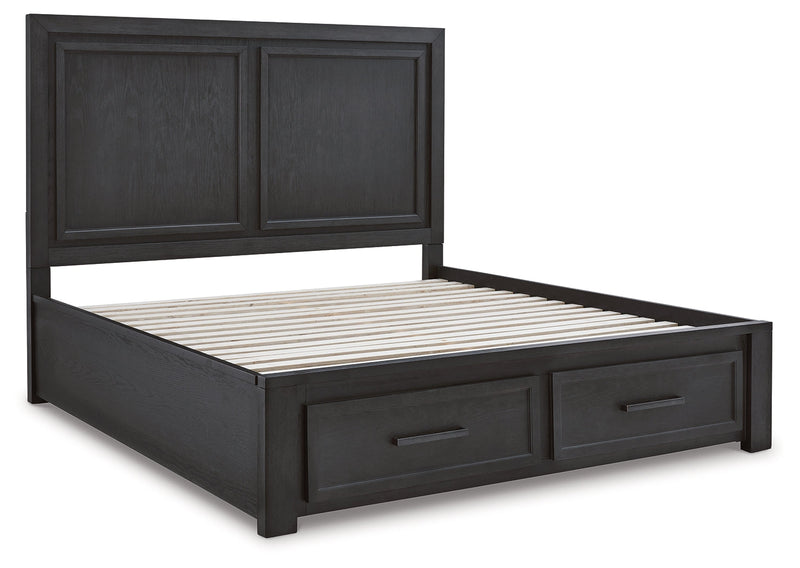 Foyland Black/brown King Panel Storage Bed