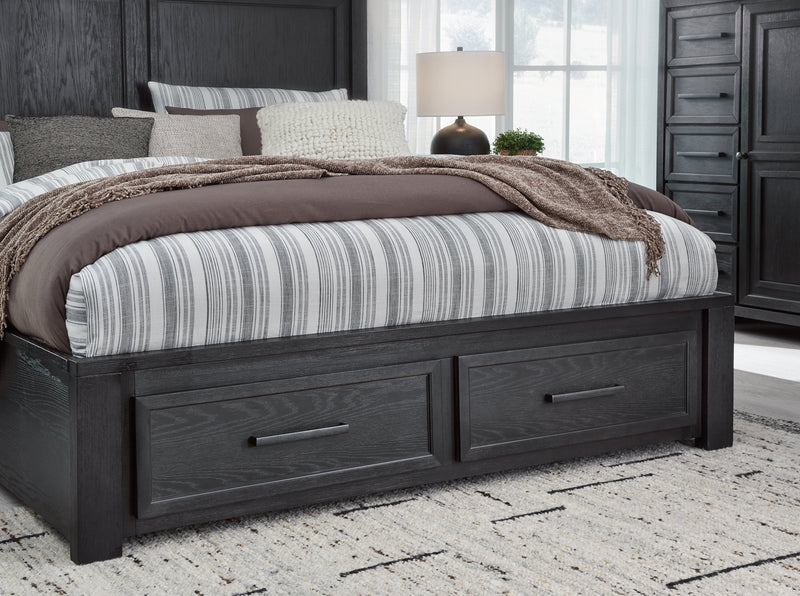 Foyland Black/brown Queen Panel Storage Bed