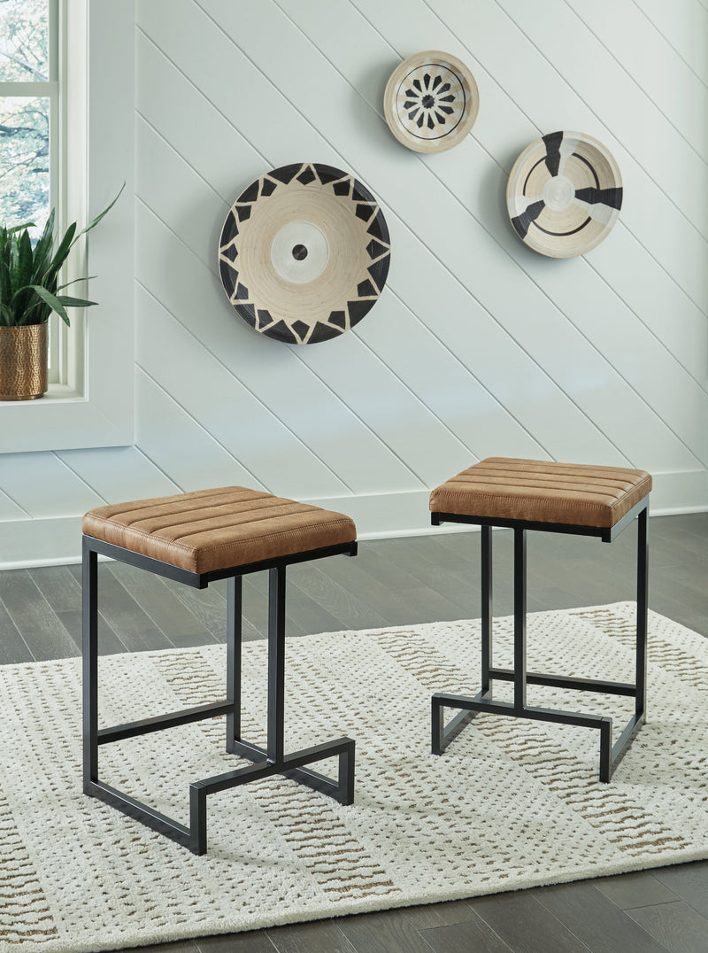 Strumford Caramel Black Counter Height Bar Stool