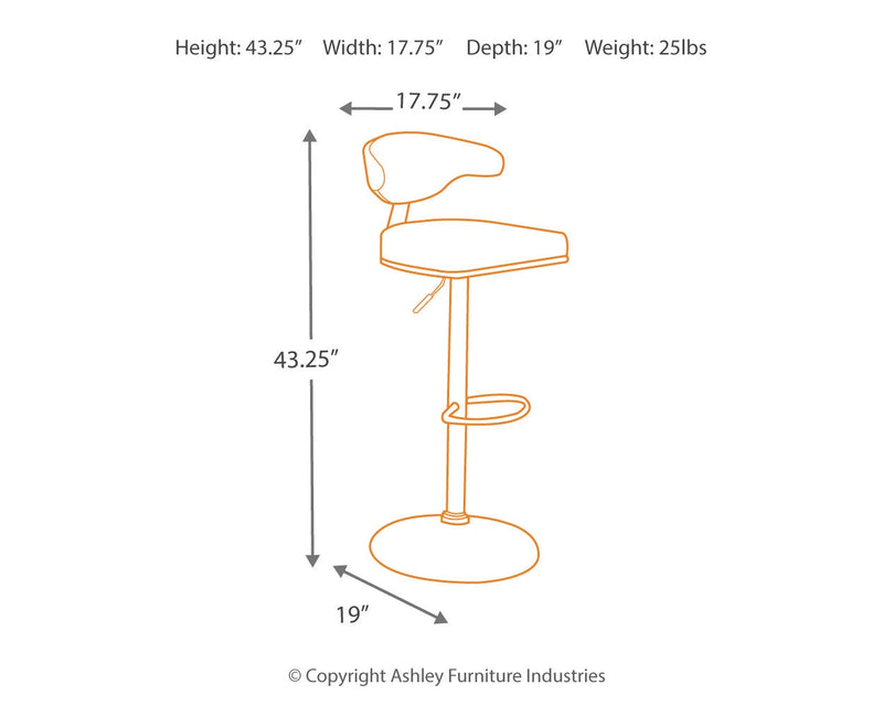 Bellatier Brown Black Adjustable Height Bar Stool