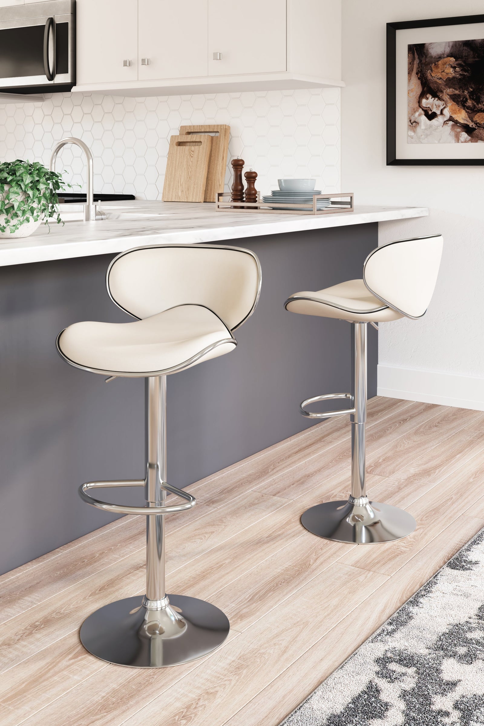 Pollzen White Bar Height Stool