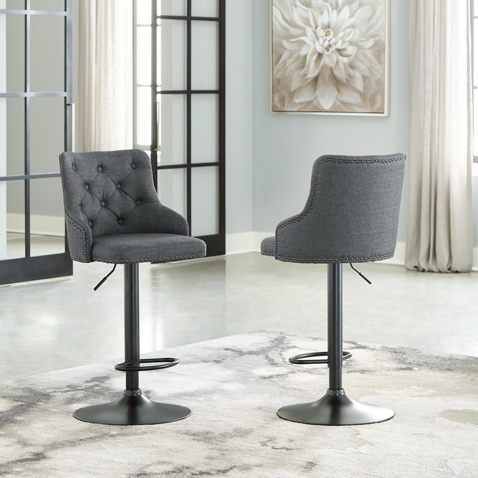 Gaddison Gray Black Bar Height Stool