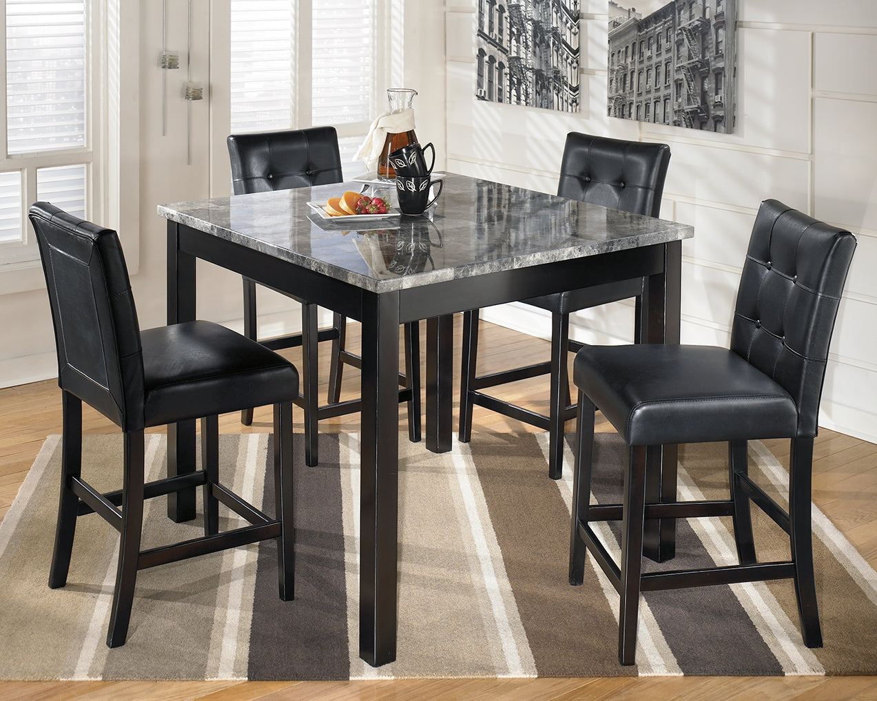 Maysville Black Counter Height Dining Table And Bar Stools (Set of 5)