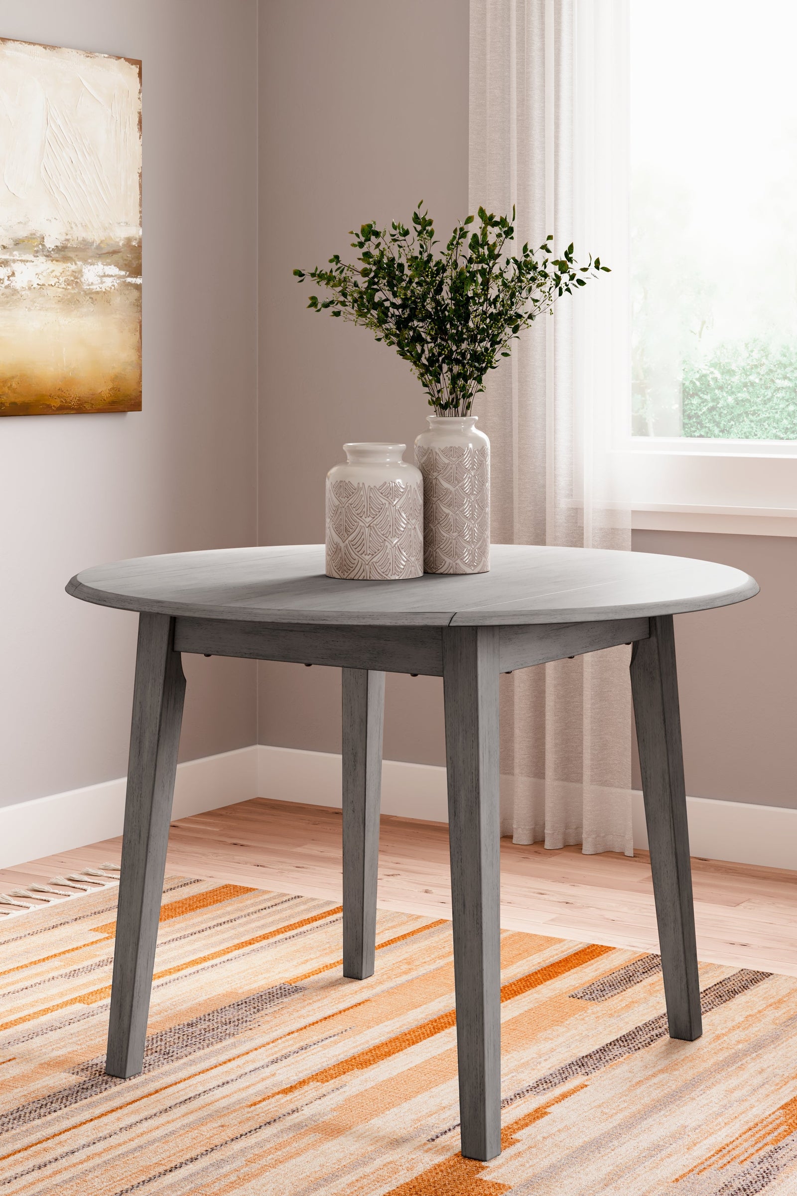 Shullden Gray Drop Leaf Dining Table
