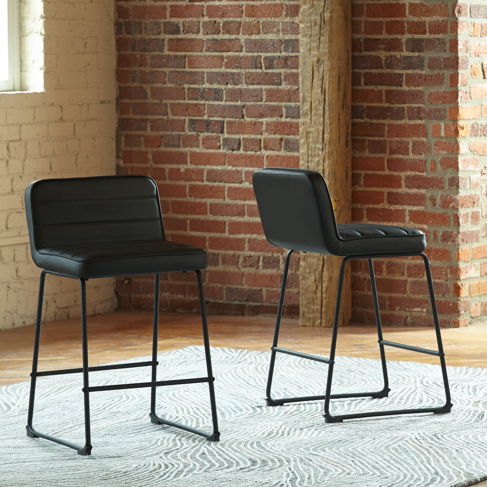 Nerison Black 2-Piece Bar Stool