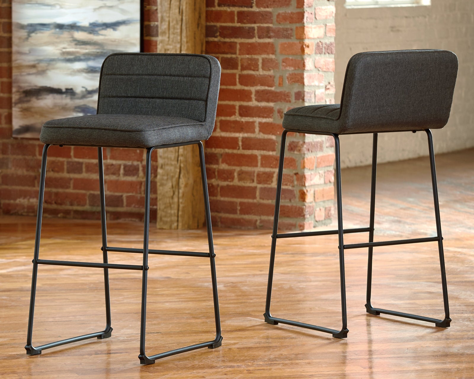 Nerison Gray Black Bar Height Stool