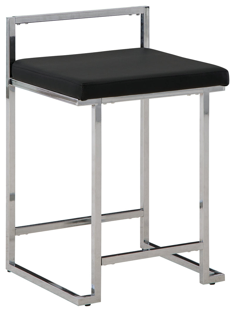 Madanere Black Chrome Finish Counter Height Bar Stool