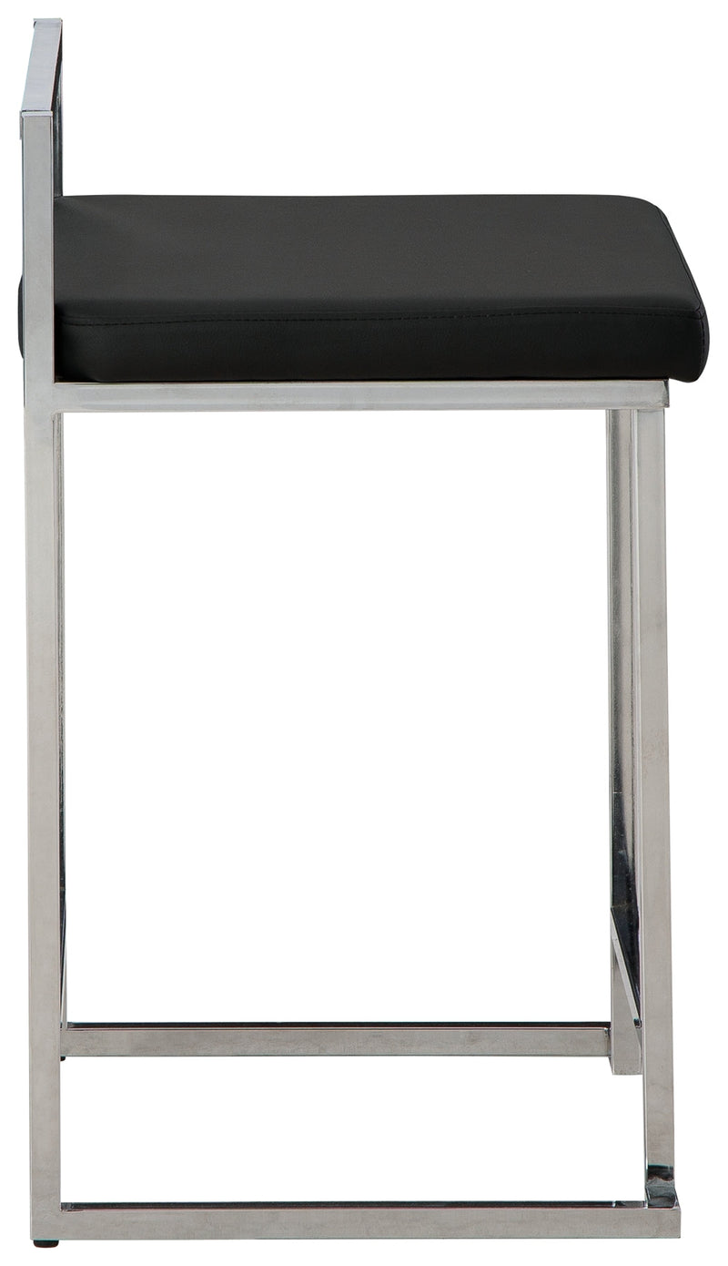 Madanere Black Chrome Finish Counter Height Bar Stool