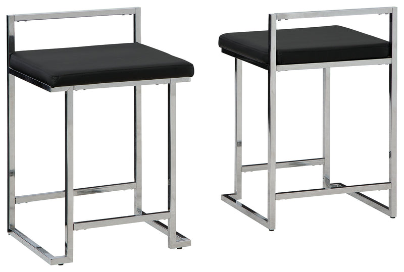 Madanere Black Chrome Finish Counter Height Bar Stool