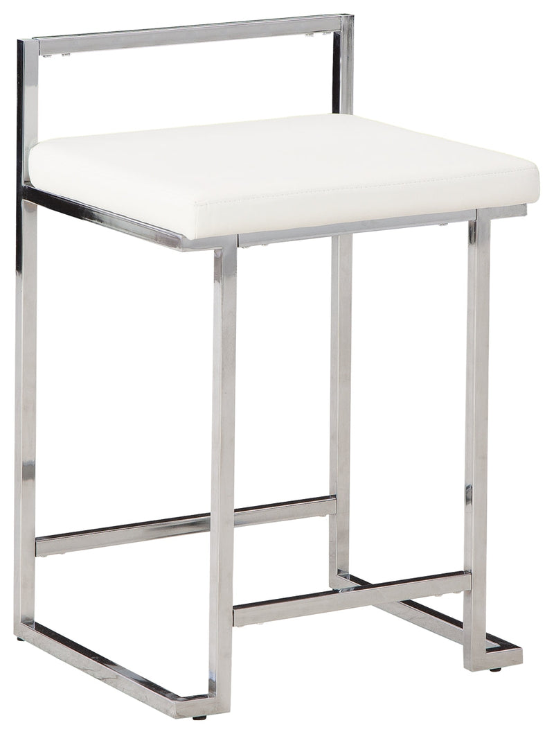 Madanere White Chrome Finish Counter Height Bar Stool