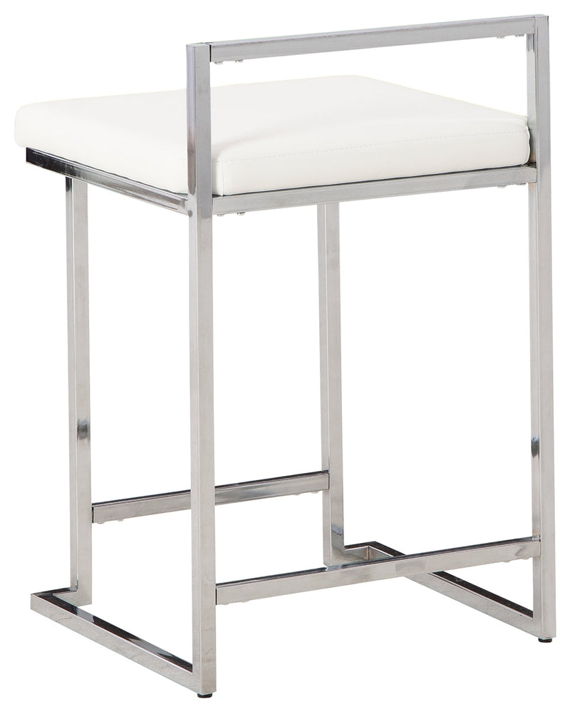 Madanere White Chrome Finish Counter Height Bar Stool