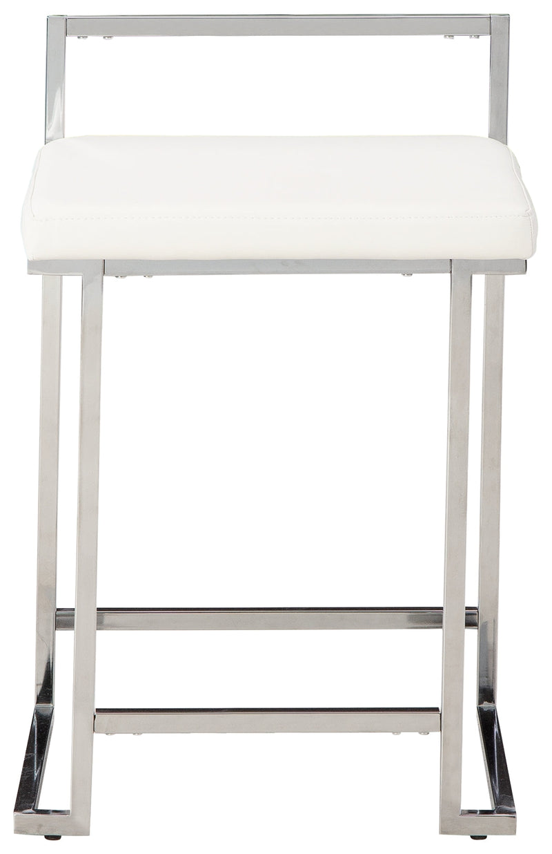 Madanere White Chrome Finish Counter Height Bar Stool