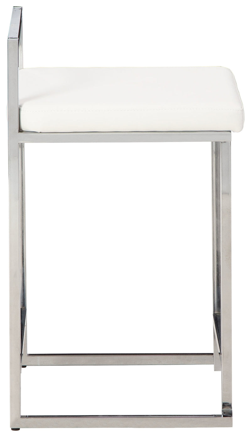 Madanere White Chrome Finish Counter Height Bar Stool