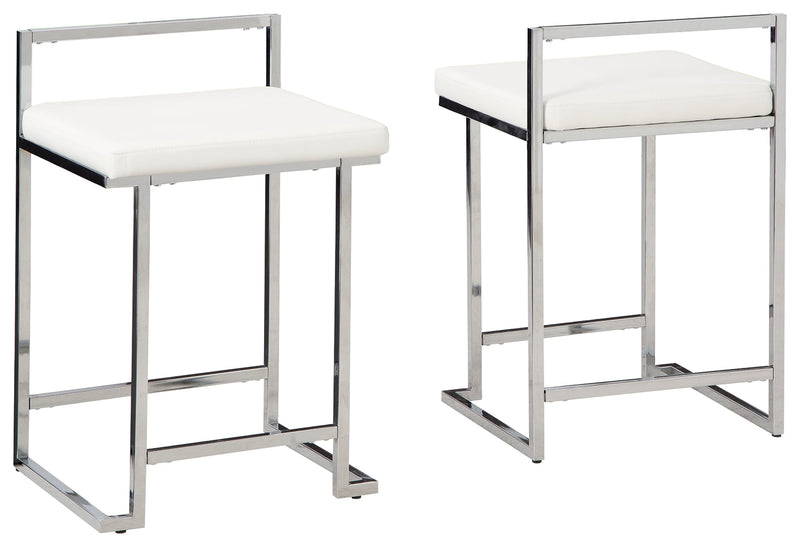 Madanere White Chrome Finish Counter Height Bar Stool