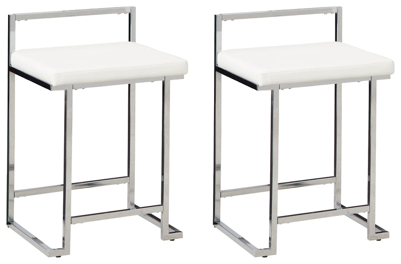 Madanere White Chrome Finish Counter Height Bar Stool