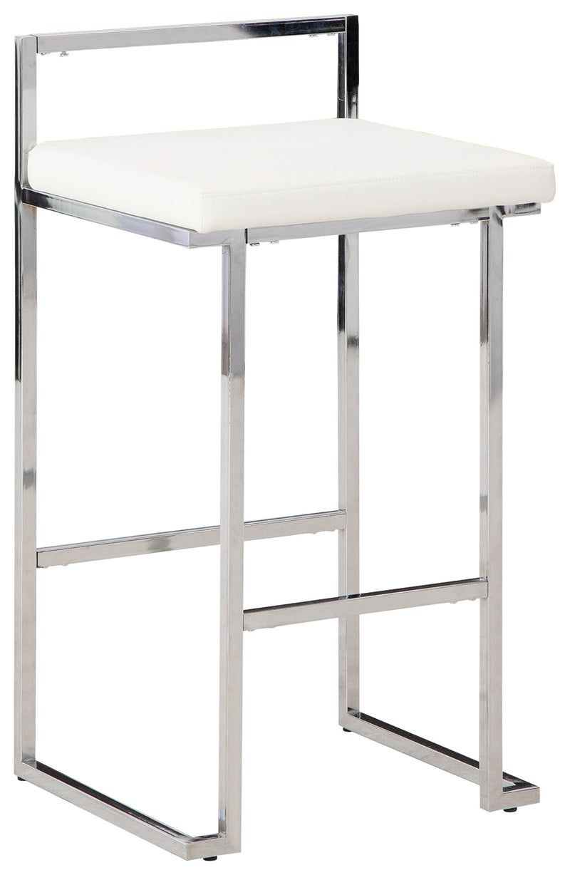 Madanere White Chrome Finish Bar Height Stool