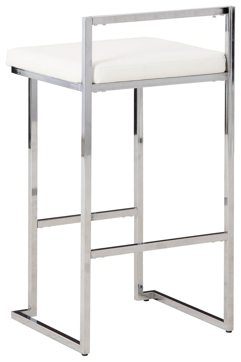 Madanere White Chrome Finish Bar Height Stool