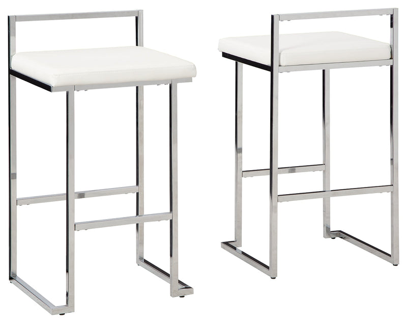 Madanere White Chrome Finish Bar Height Stool