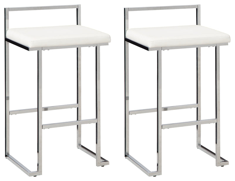 Madanere White Chrome Finish Bar Height Stool