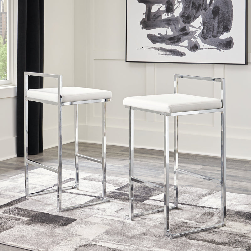 Madanere White Chrome Finish Bar Height Stool