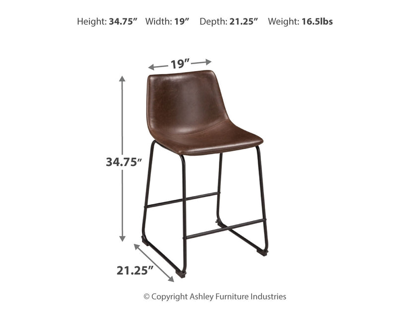 Centiar Brown Faux Leather Counter Height Bar Stool