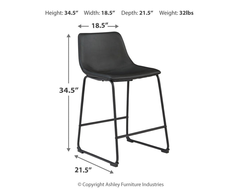 Centiar Black Counter Height Bar Stool