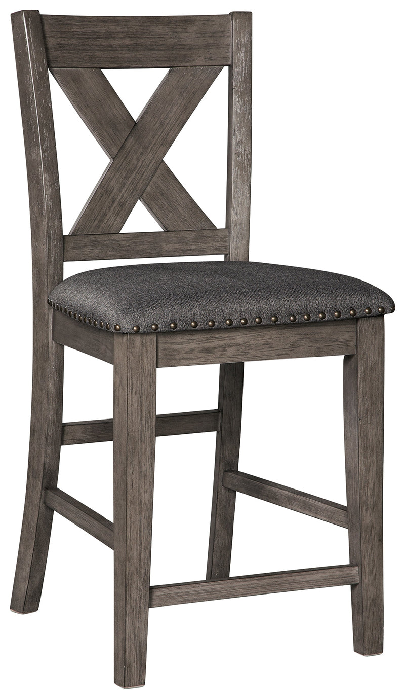 Caitbrook Gray Counter Height Upholstered Bar Stool