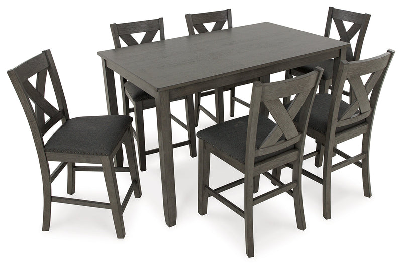 Caitbrook Gray Counter Height Dining Table And Bar Stools (Set of 7)