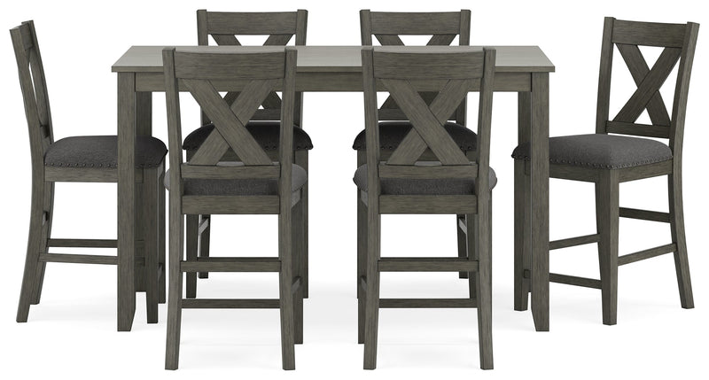 Caitbrook Gray Counter Height Dining Table And Bar Stools (Set of 7)