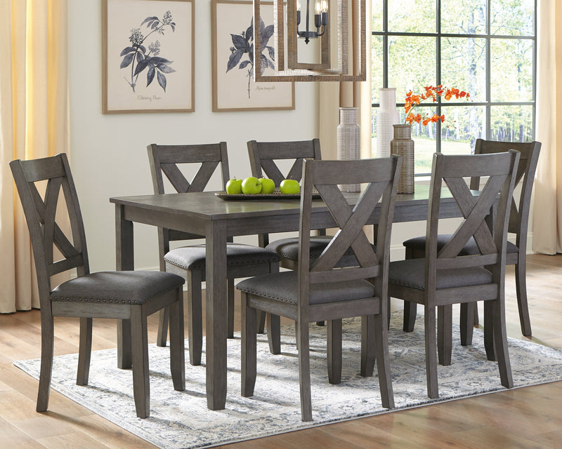 Caitbrook Gray Dining Table And Chairs (Set of 7)