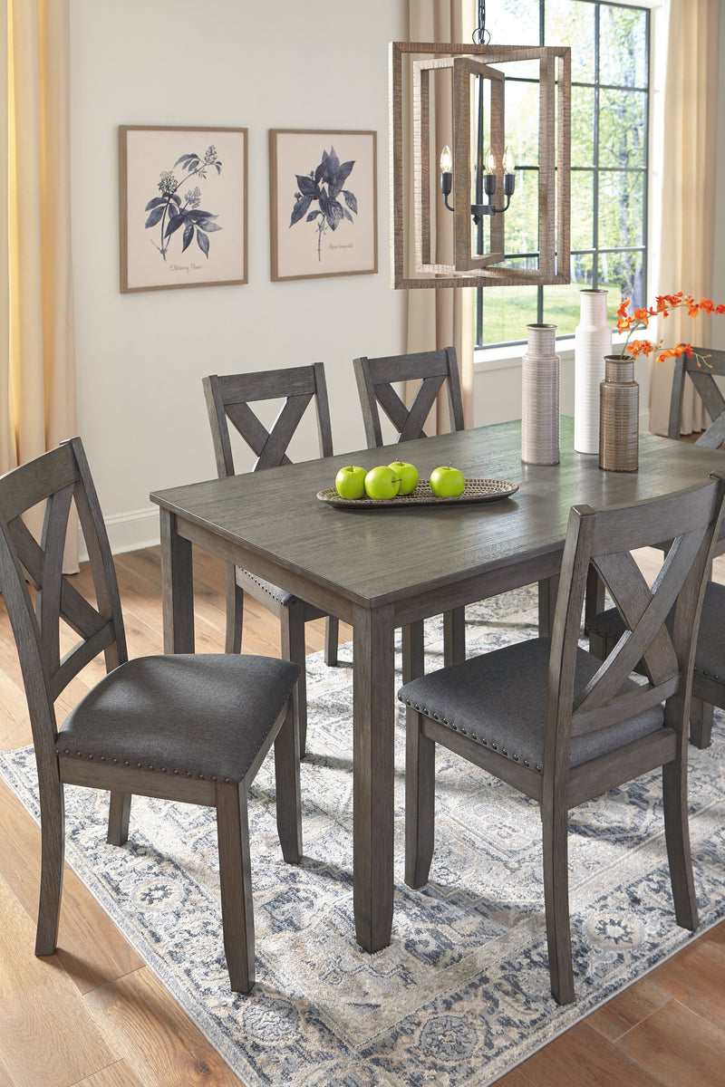 Caitbrook Gray Dining Table And Chairs (Set of 7)