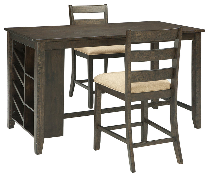 Rokane Brown Counter Height Dining Table And 2 Barstools