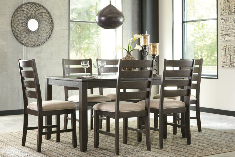 Rokane Brown Synthetic Dining Table And Chairs (Set of 7)