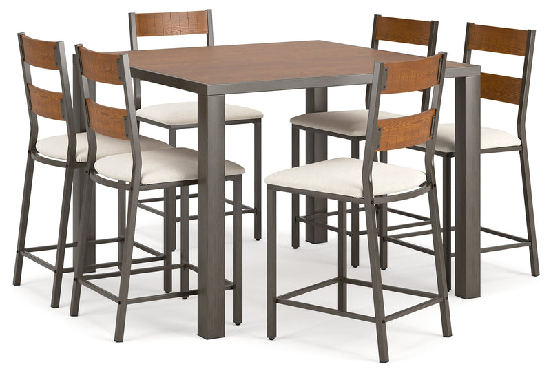 Stellany Brown Gray Counter Height Dining Table And 6 Barstools