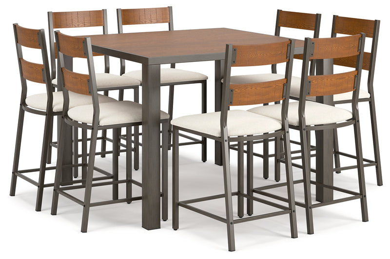 Stellany Brown Gray Counter Height Dining Table And 8 Barstools