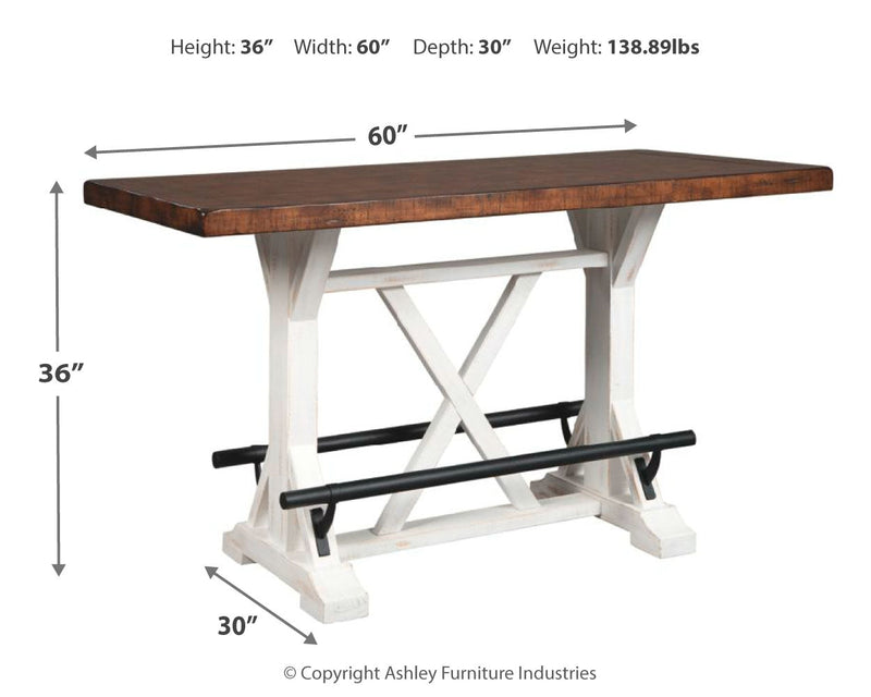 Valebeck White Brown Counter Height Dining Table