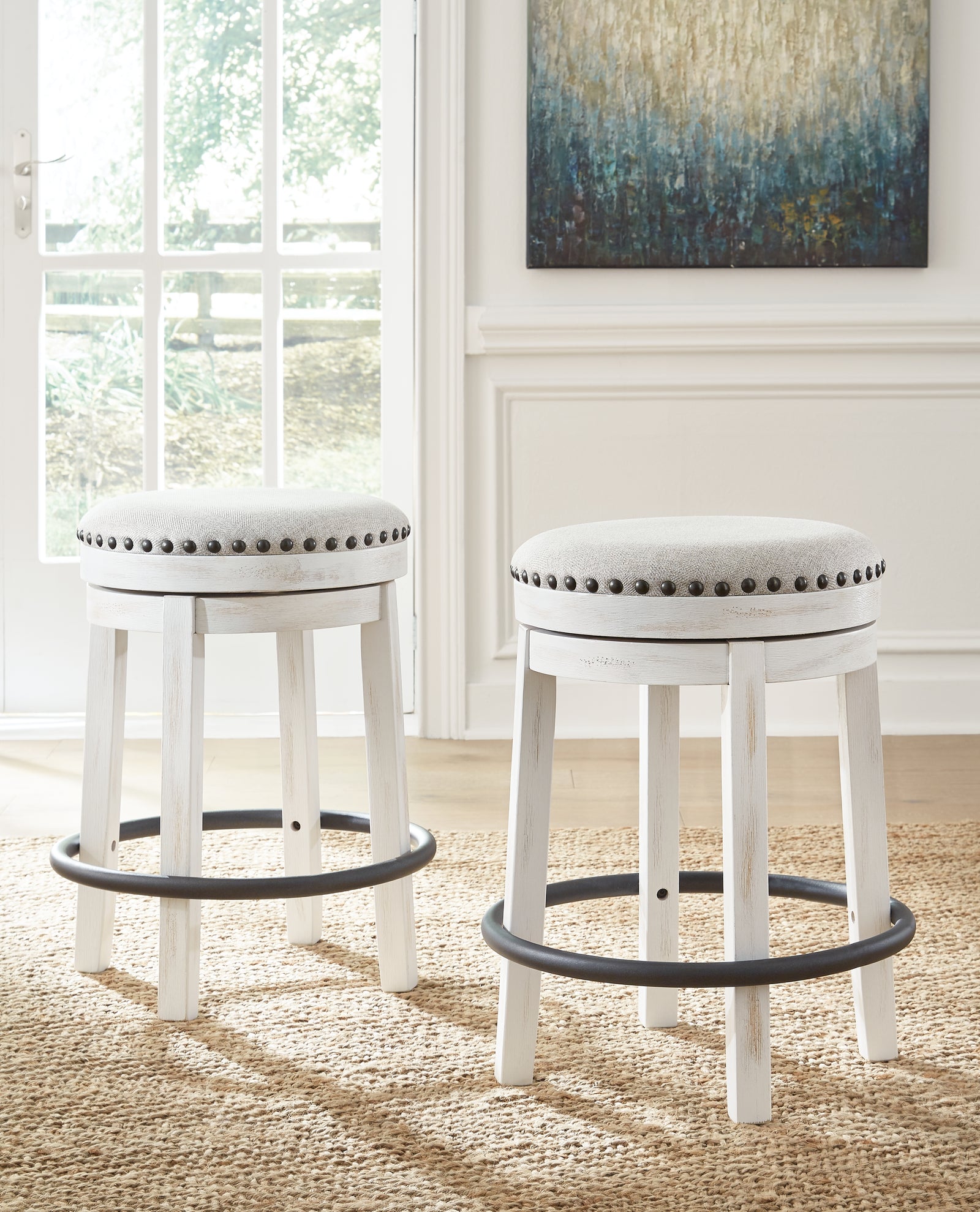 Valebeck White Black Counter Height Stool