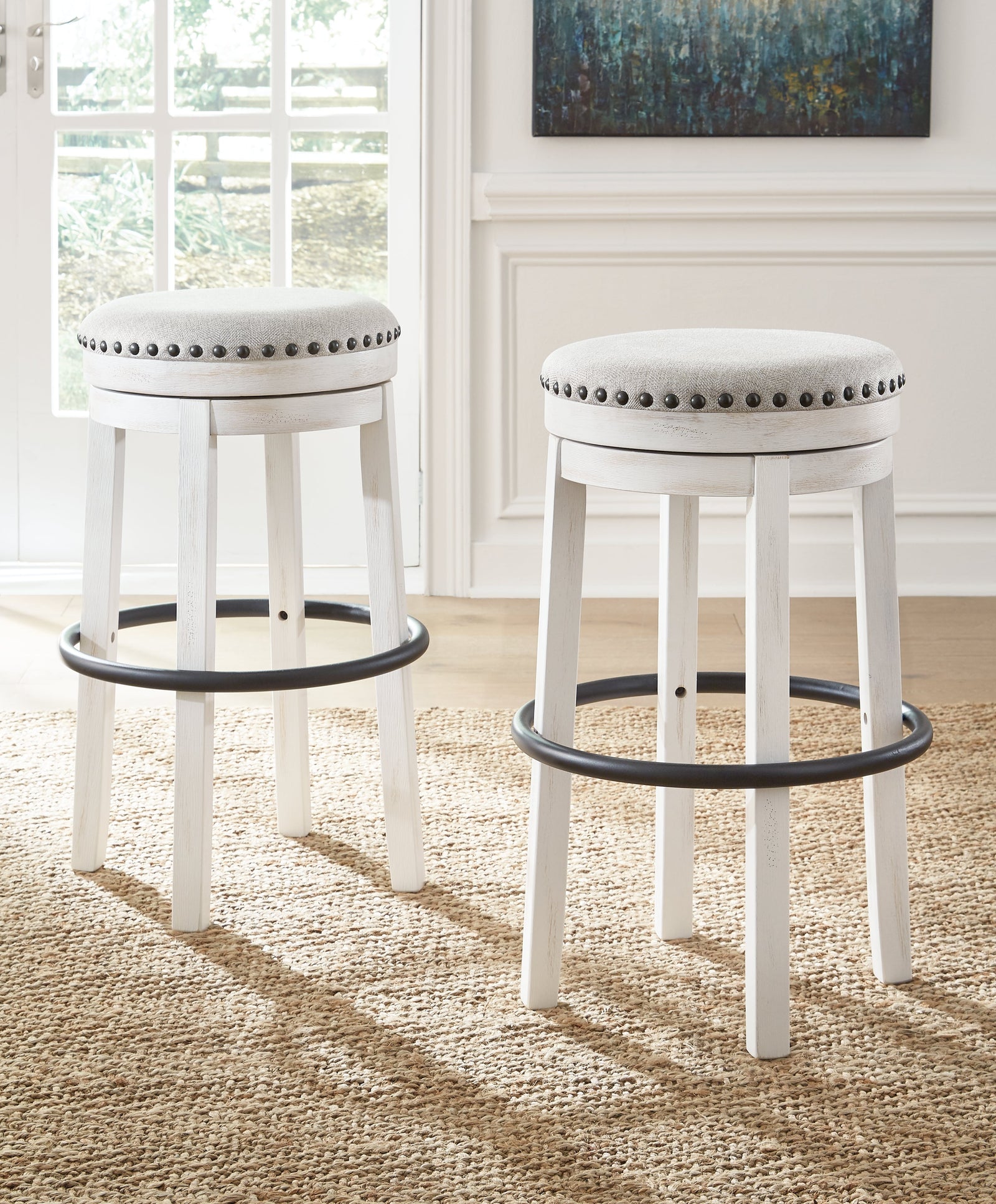 Valebeck White Black Bar Height Stool