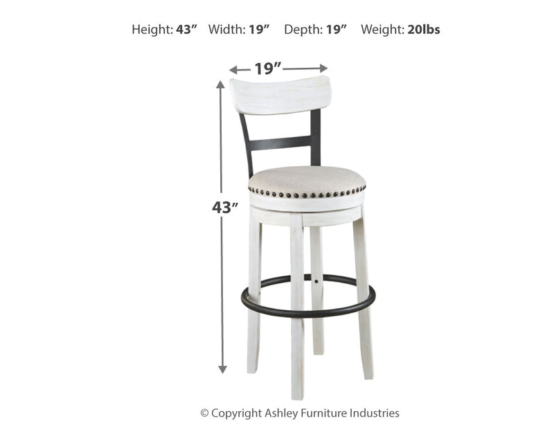 Valebeck White Bar Height Stool