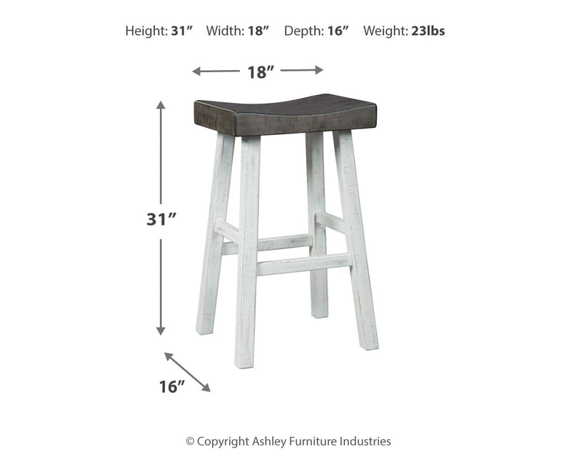 Glosco Brown Gray Antique White Pub Height Bar Stool