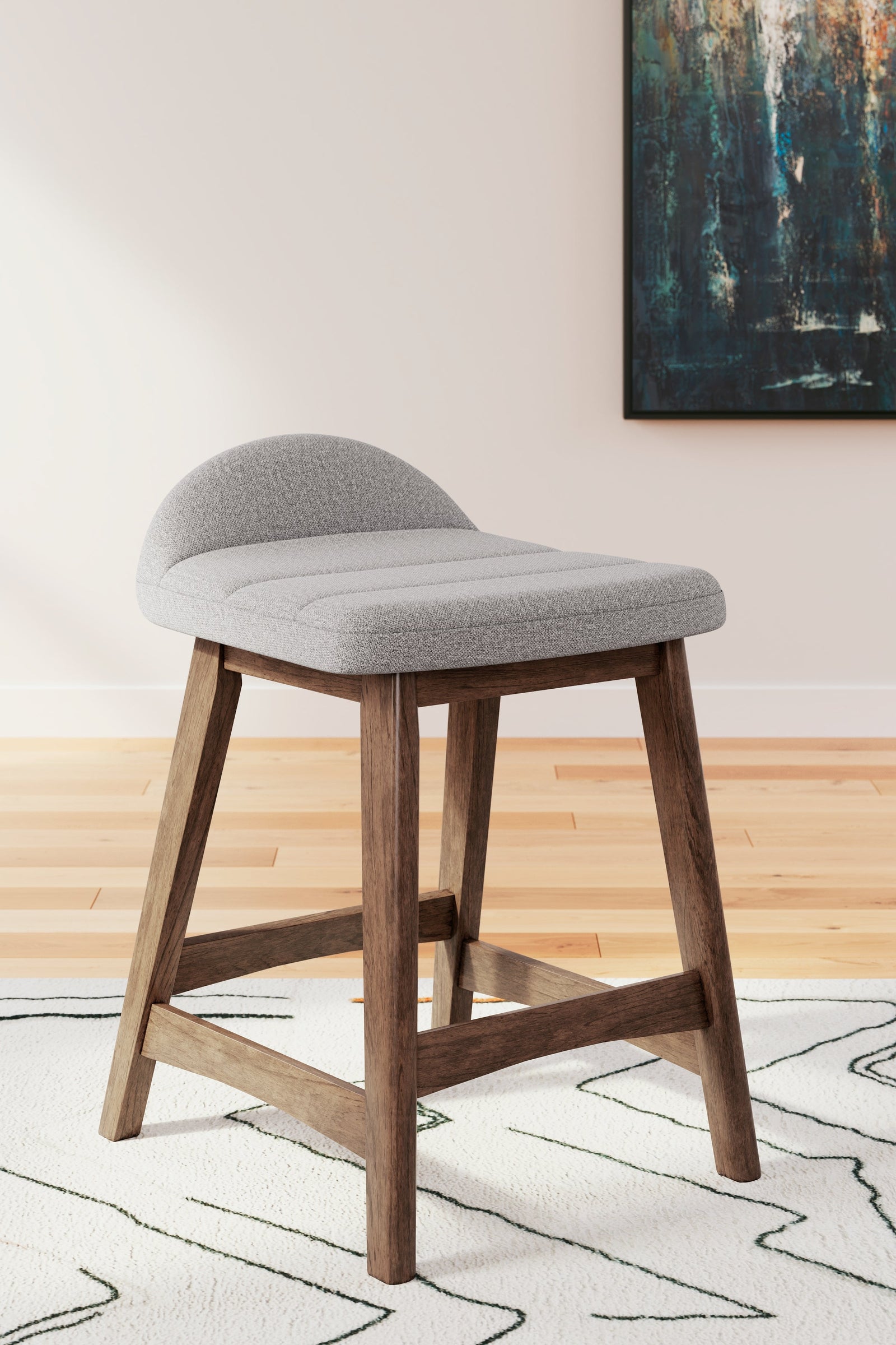 Lyncott Light Gray Brown Counter Height Bar Stool