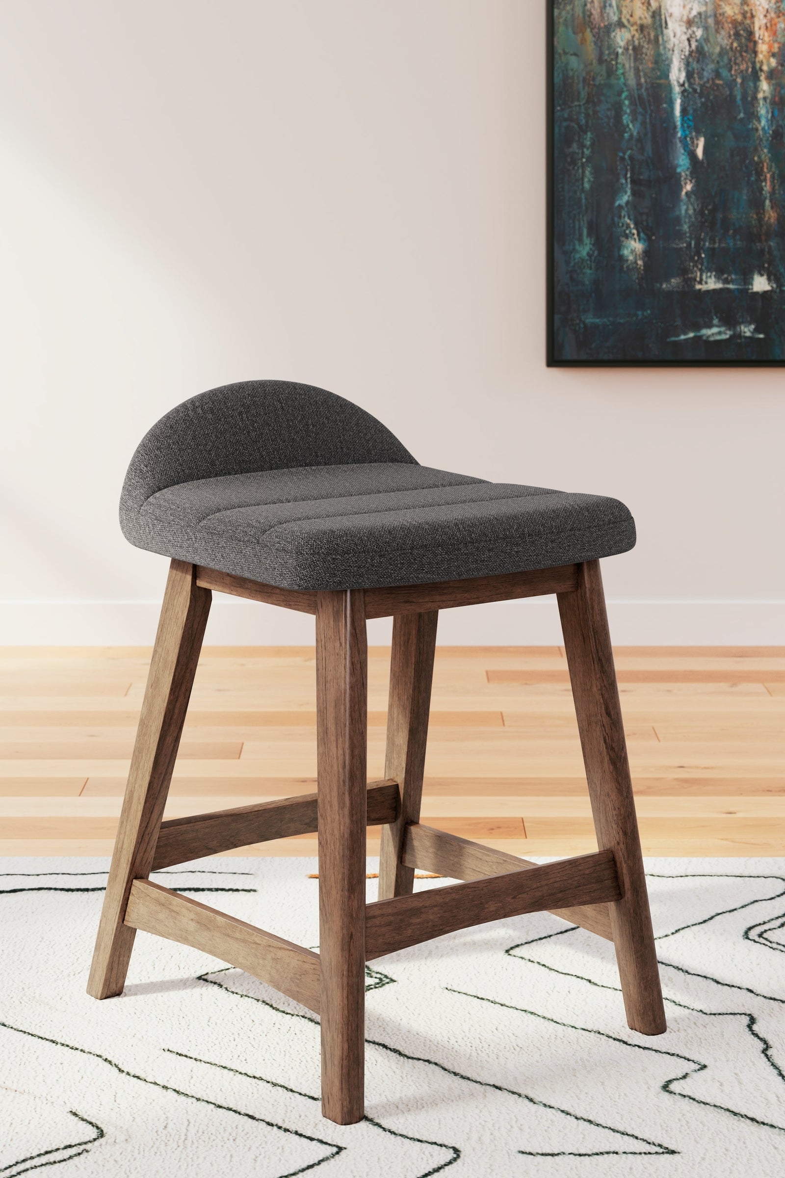 Lyncott Charcoal Brown Counter Height Bar Stool