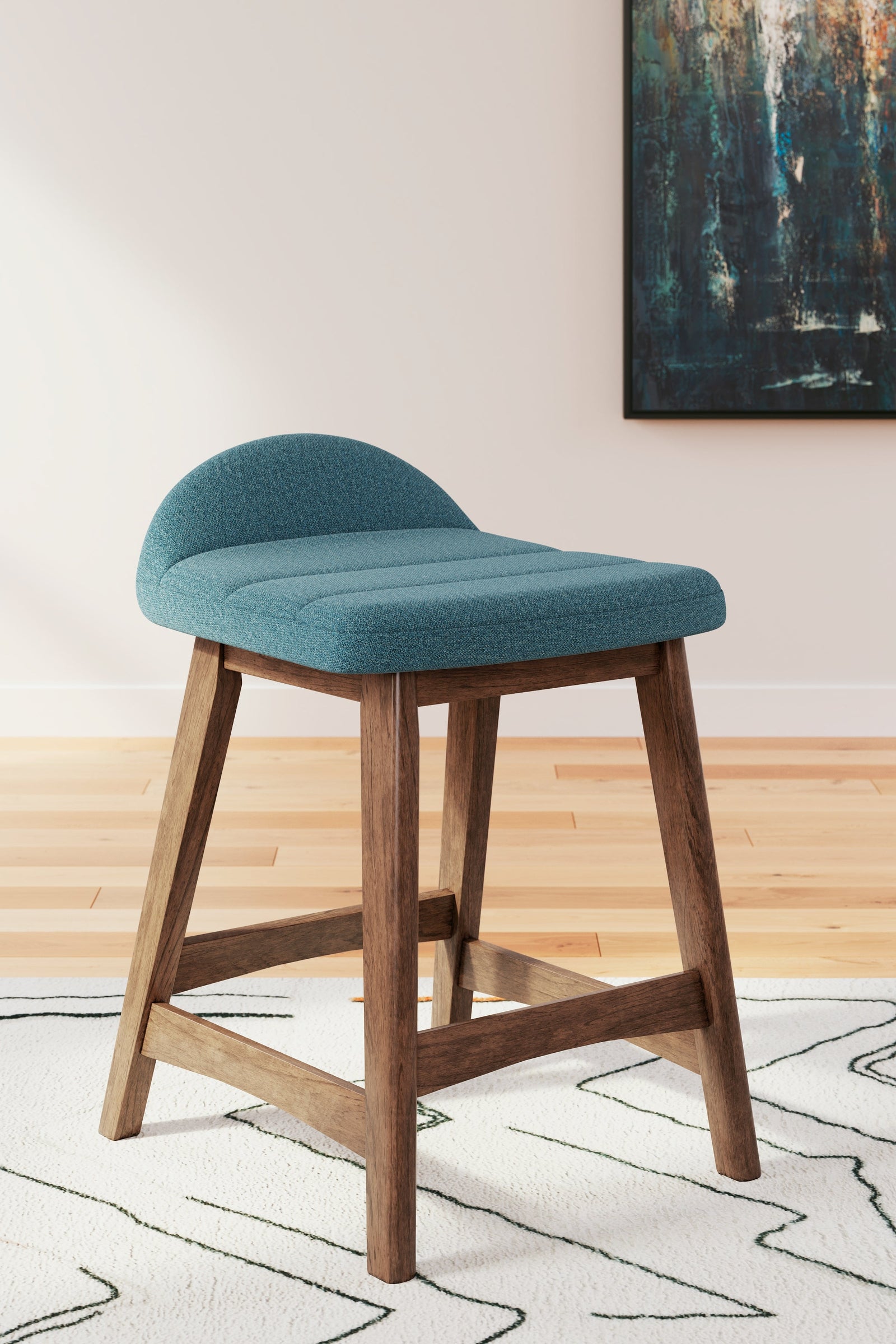 Lyncott Blue Brown Counter Height Bar Stool