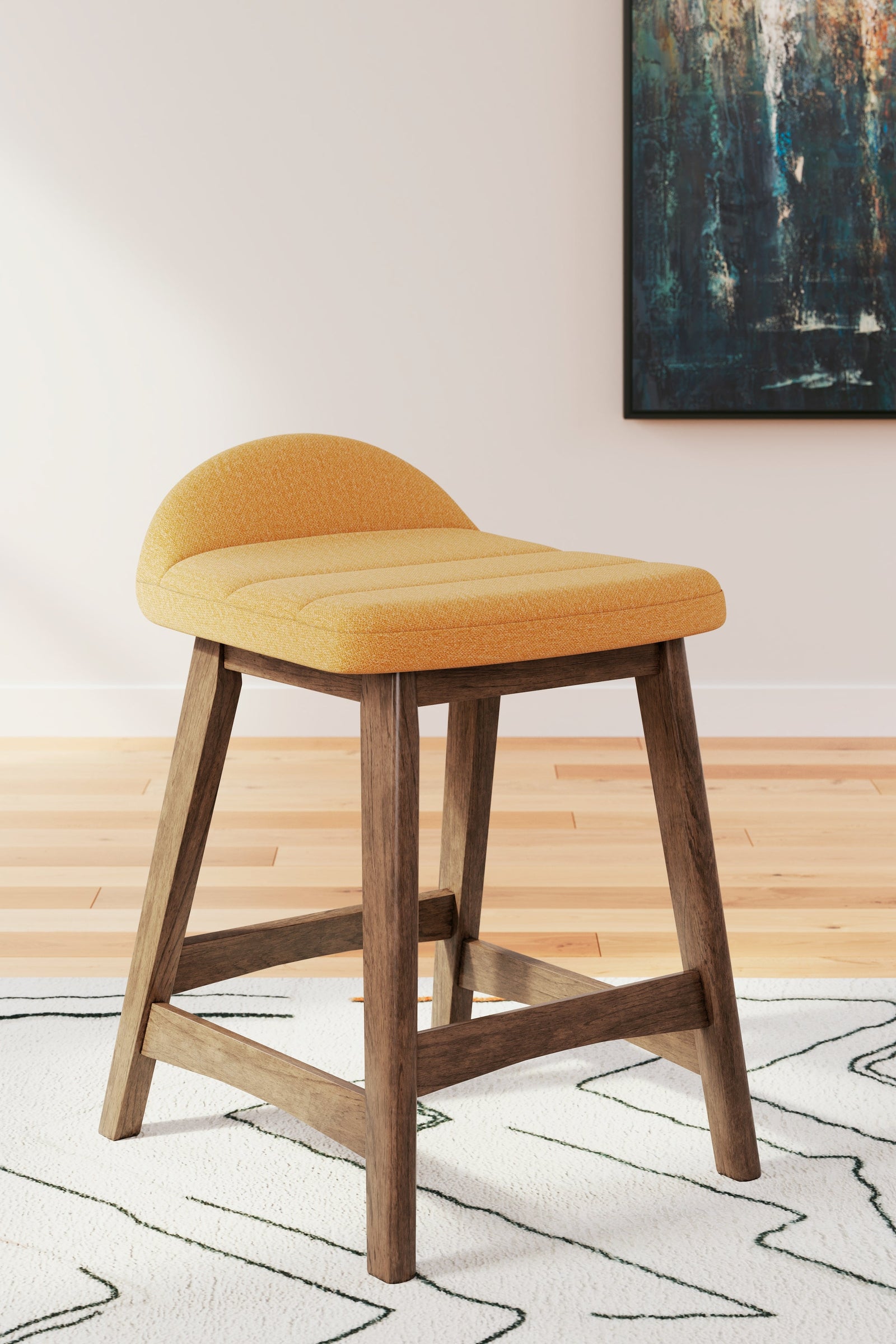 Lyncott Mustard Brown Counter Height Bar Stool