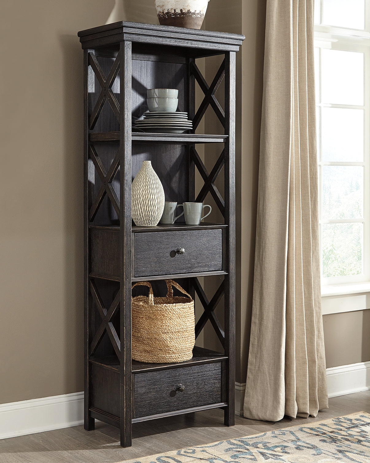 Tyler Creek Black Gray Display Cabinet